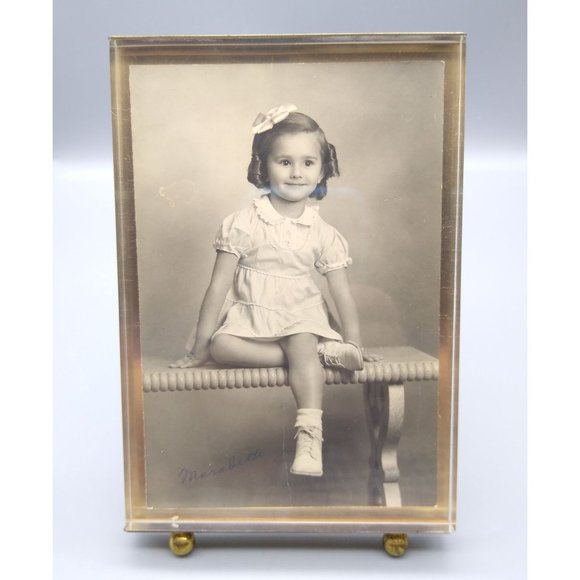 Vintage Framed Portrait Photo, Original Black and White Antique Photograph